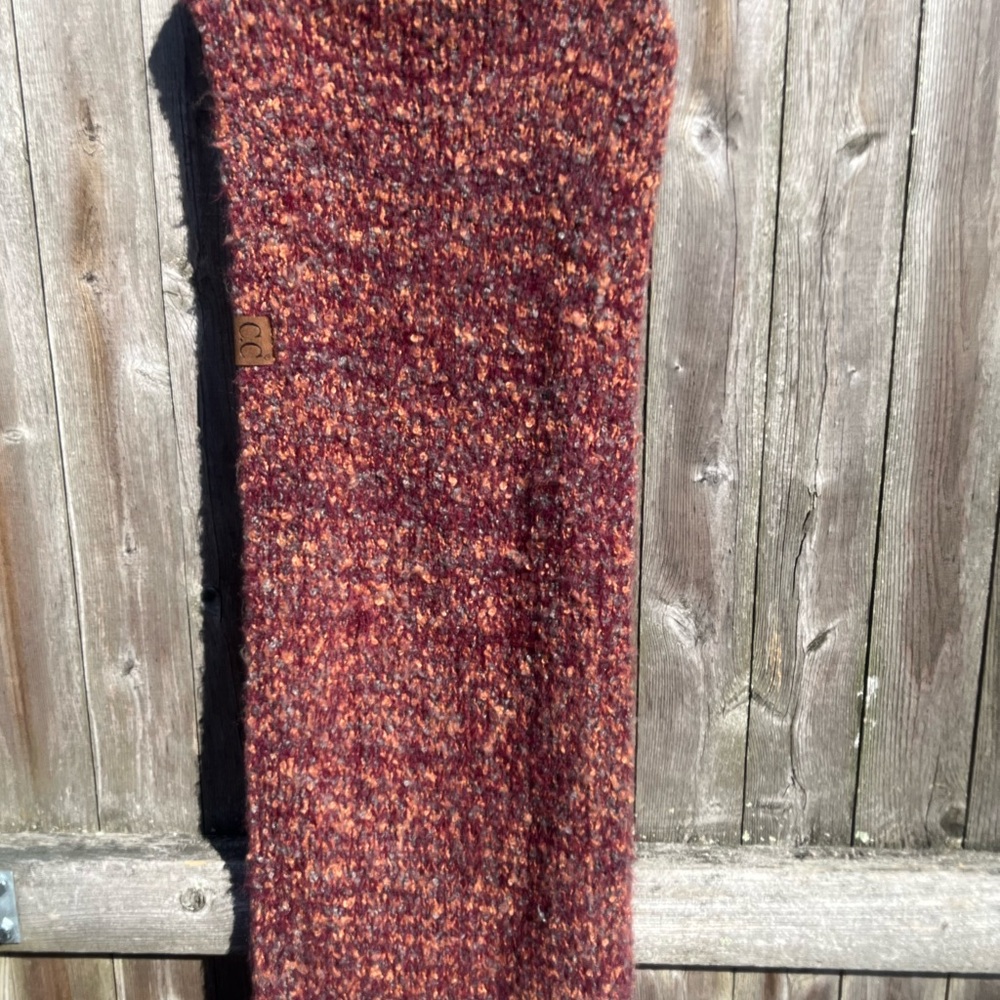 C.C Marled Knit Scarf in Burgundy, Rust & Gray